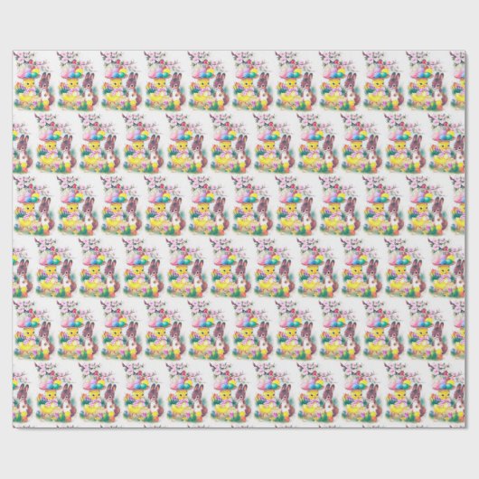 retro  paasbakje cadeaupapier (Vlak)