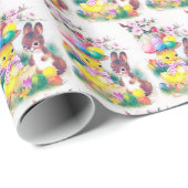 retro  paasbakje cadeaupapier (Rol Hoek)