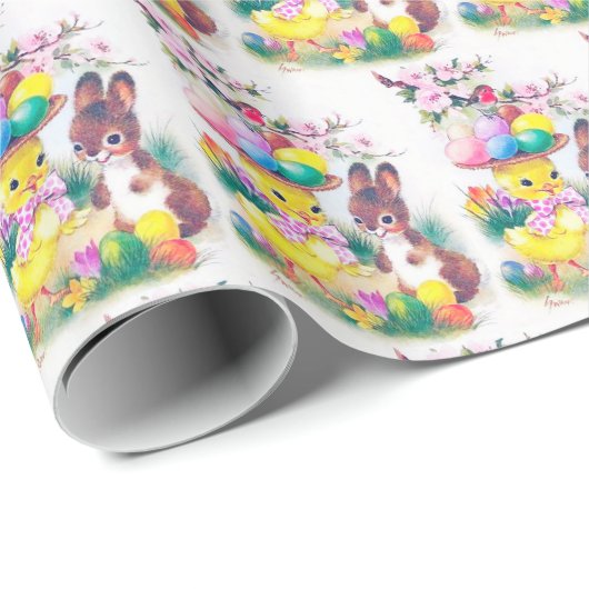 retro  paasbakje cadeaupapier (Rol Hoek)