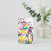 retro  paasbroodje chick add groet visitekaartje (Staand voorkant)