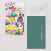 retro  paasbroodje chick add groet visitekaartje (Voorkant / Achterkant)
