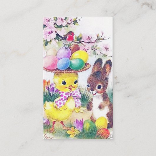 retro  paasbroodje chick add groet visitekaartje (Voorkant)