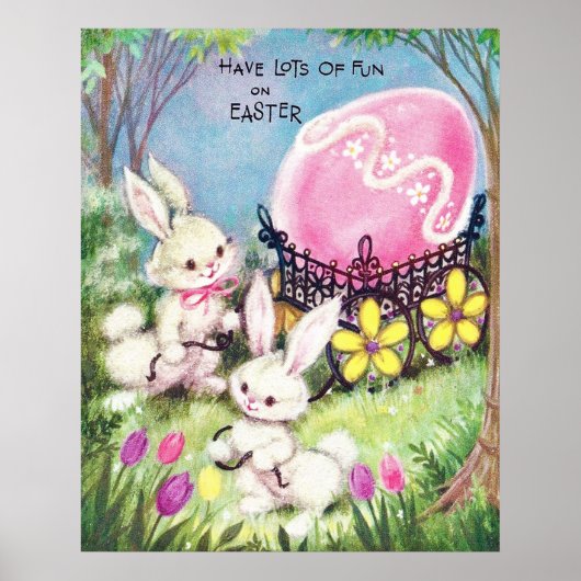 retro paasbunnies decor poster (Voorkant)