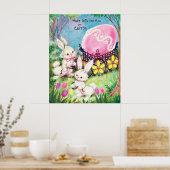retro paasbunnies decor poster (Keuken)