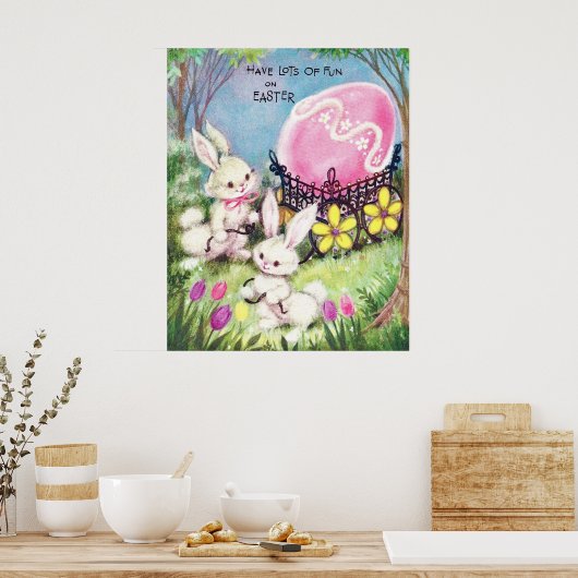 retro  paasbunnies decor poster (Keuken)