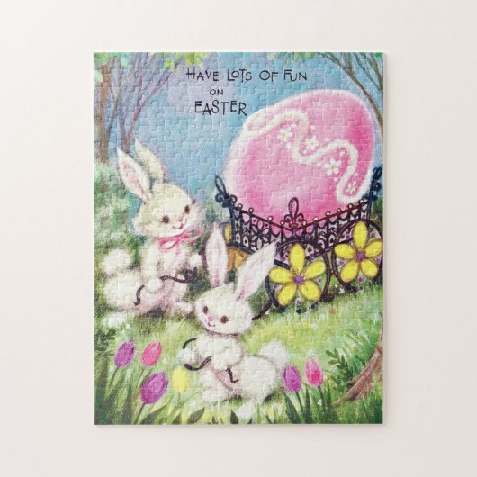retro paasbunnies Holiday puzzel (Verticaal)