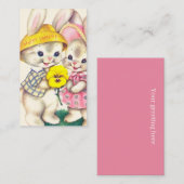 retro  paasbunnines voegen groet toe visitekaartje (Voorkant / Achterkant)