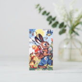 retro  paasbunny add groet visitekaartje (Staand voorkant)