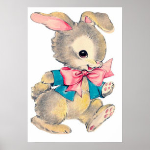 retro  paasbunny decor poster