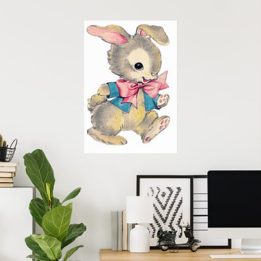 retro paasbunny decor poster (Thuiskantoor)