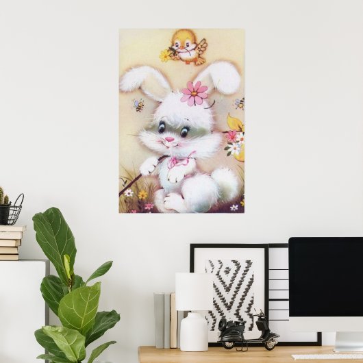 retro paasbunny decor poster (Thuiskantoor)