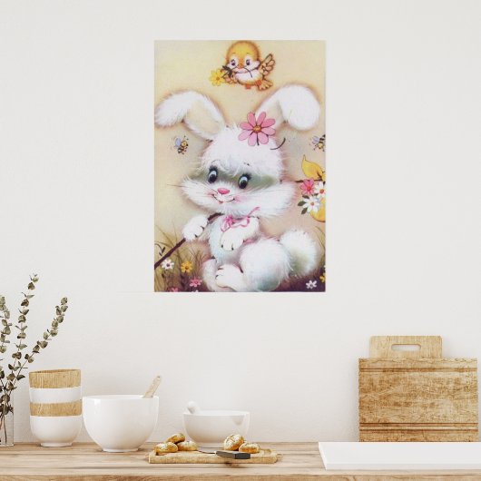 retro  paasbunny decor poster (Keuken)