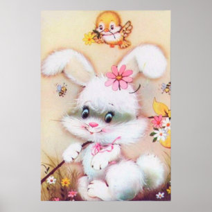 retro  paasbunny decor poster