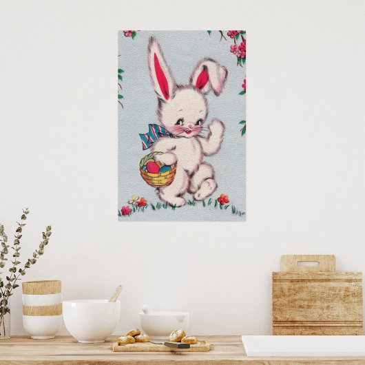 retro  paasbunny decor poster (Keuken)
