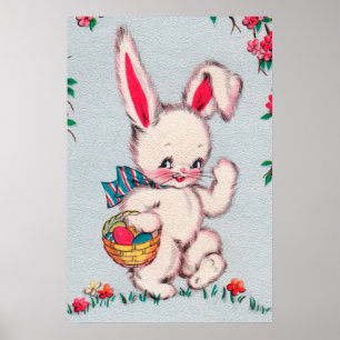 retro paasbunny decor poster
