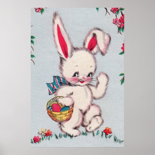 retro paasbunny decor poster (Voorkant)