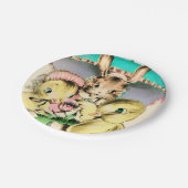 Retro  Paasbunny en bord van kippen (Gekanteld)