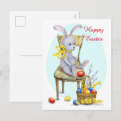 retro paasbunny feestdagenkaart (Voorkant / Achterkant)