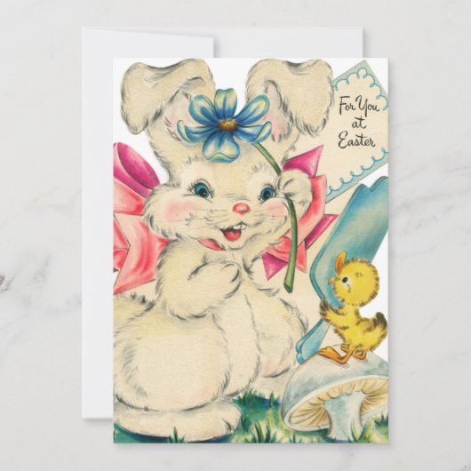 retro  paasbunny feestdagenkaart (Voorkant)