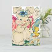 retro  paasbunny feestdagenkaart (Staand voorkant)