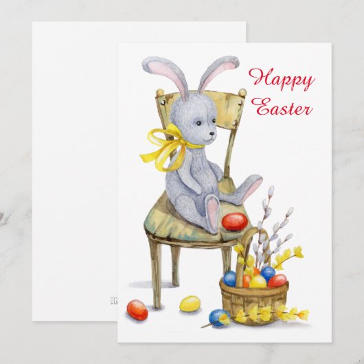  retro paasbunny feestdagenkaart (Voorkant / Achterkant)