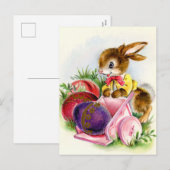 retro  paasbunny Holiday Briefkaart (Voorkant / Achterkant)