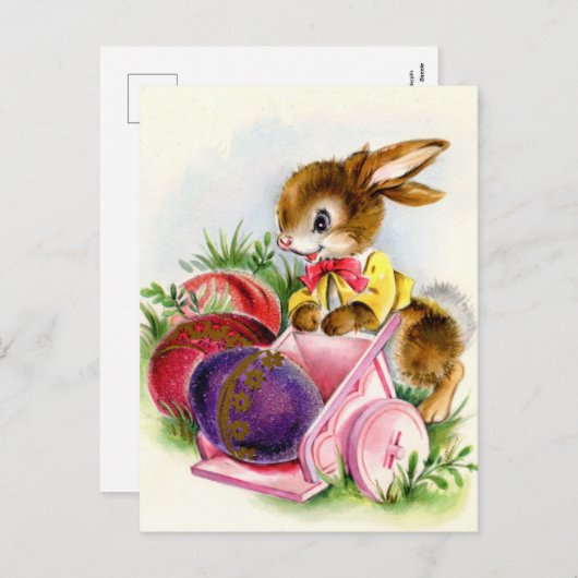 retro  paasbunny Holiday Briefkaart (Voorkant / Achterkant)
