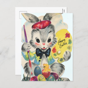 retro  paasbunny Holiday Briefkaart