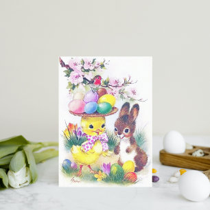 Retro Paasbunny Holiday briefkaart