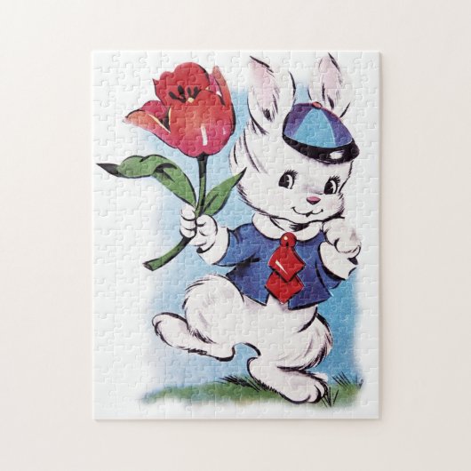 retro  paasbunny legpuzzel (Verticaal)