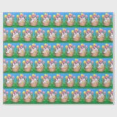 retro  paasbunny mand tiled cadeaupapier (Vlak)