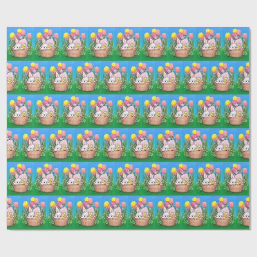 retro  paasbunny mand tiled cadeaupapier (Vlak)