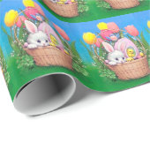 retro  paasbunny mand tiled cadeaupapier (Rol Hoek)