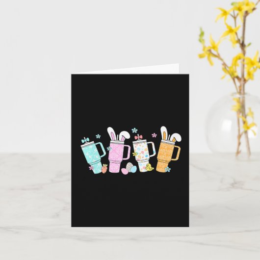 Retro Paasdag Stanley Tumbler Geïnspireerd Meisjes Kaart (Gele Bloem)