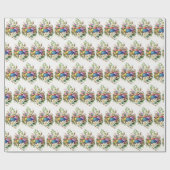 retro  paaseieren mandje cadeaupapier (Vlak)