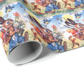 Retro Paasfeest Holiday Cadeaupapier (Rol Hoek)