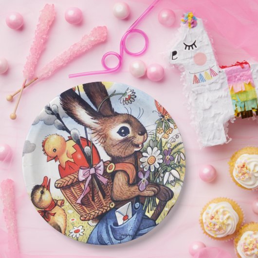 Retro  paasfeest papieren bordje (Feest)
