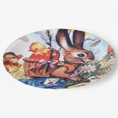 Retro paasfeest papieren bordje (Gekanteld)