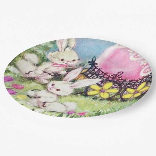 Retro  paasfeest papieren bordje (Gekanteld)