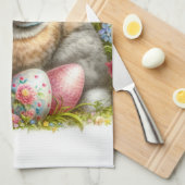 Retro  Paashaas Bloemen Keuken Handdoeken (Quarter Fold)