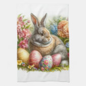 Retro  Paashaas Bloemen Keuken Handdoeken (Verticaal)