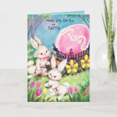 retro  paashaas eicel voegt sentiment toe feestdagen kaart (Voorkant)