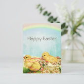 Retro Paaskaart voor kippen Feestdagenkaart (Staand voorkant)