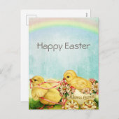  Retro Paaskaart voor kippen Feestdagenkaart (Voorkant / Achterkant)