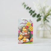 retro paaskuikens Holiday voegt groet toe Visitekaartje (Staand voorkant)