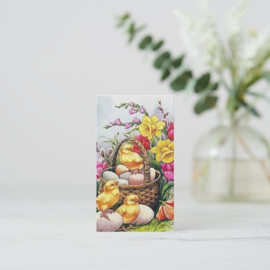 retro  paaskuikens Holiday voegt groet toe Visitekaartje (Staand voorkant)