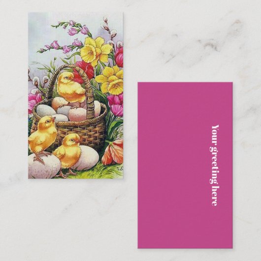 retro paaskuikens Holiday voegt groet toe Visitekaartje (Voorkant / Achterkant)