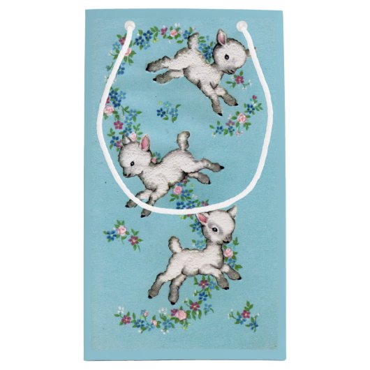 Retro/ paaslammeren klein cadeauzakje (Achterkant)