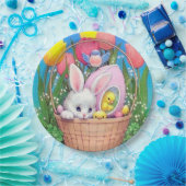 Retro paasmandje papieren bordje (Feest)