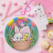 Retro paasmandje papieren bordje (Feest)